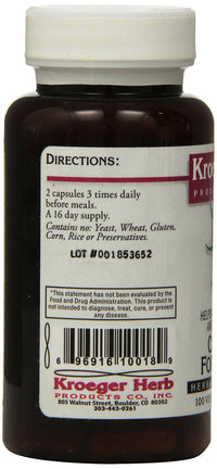 Thumbnail for Kroeger Herb Candida Formula No 1 Capsules, 100 Count
