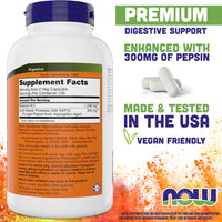 Thumbnail for Now Betaine HCl 648mg 240 Veg Capsules - Digestive Enzymes Supplement - Enhanced with Pepsin Protease for Protein Digestion Support
