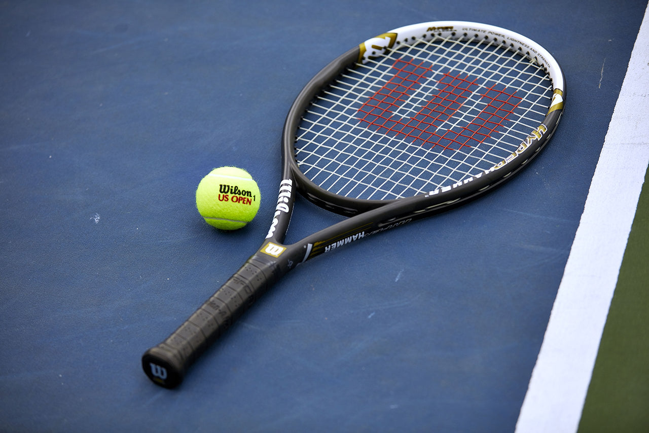 Wilson Hyper Hammer 5.3 Adult Recreational Tennis Racket - Grip Size 4 - 4 1/2", Black/White/Green