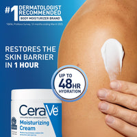 Thumbnail for CeraVe Moisturizing Cream, Body and Face Moisturizer for Dry Skin, Body Cream with Hyaluronic Acid and Ceramides, Daily Moisturizer, Oil-Free, Fragrance Free, Non-Comedogenic, 19 Ounce