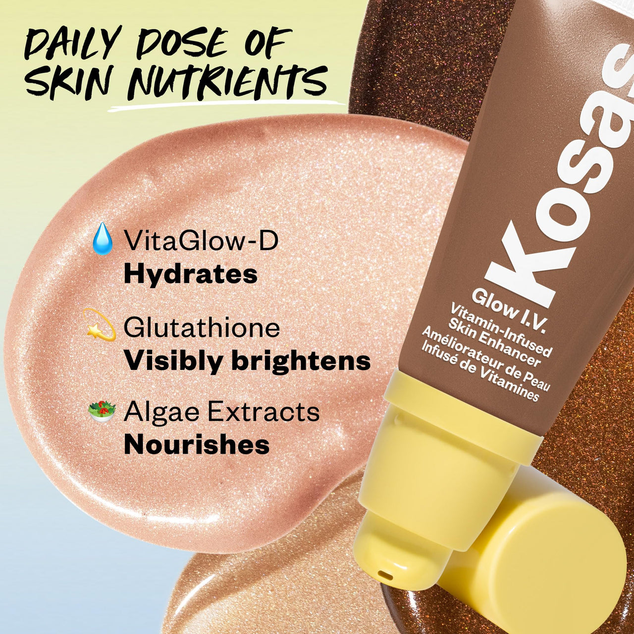 Kosas Glow I.V. Vitamin-Infused Skin Enhancer Face Makeup - Tinted Beauty Highlighter for a Healthy Glow -Spark