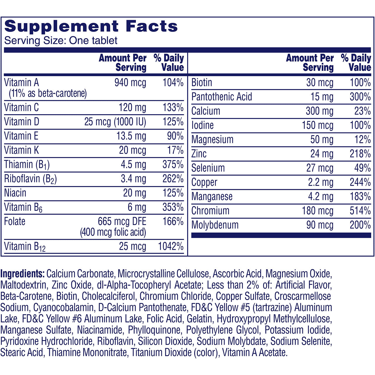 One A Day Women’s 50+ Multivitamins, Supplement with Vitamin A, Vitamin C, Vitamin D, Vitamin E and Zinc for Immune Health Support, Calcium & More, 175 Count