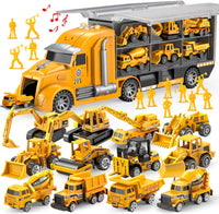 Thumbnail for JOYIN 25-in-1 Construction Truck Toy Set with 12 Vehicles & 12 Worker Figures, Push and Go Toy Trucks with Sound and Light, Construction Toys Birthday Gifts for Kids 3 4 5 6 7 Years Old