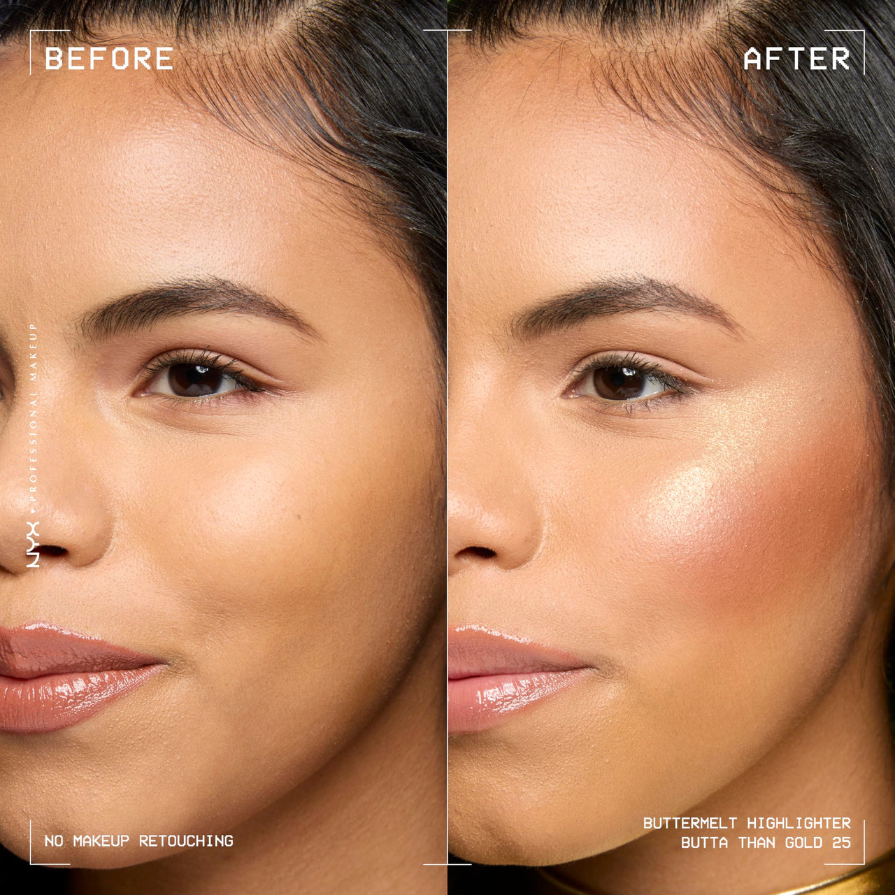 NYX PROFESSIONAL MAKEUP Buttermelt Highlighter, Powder Highlighter Makeup, With Up to 12H Wear and High Impact Glow - 25 Butta Than Gold (Light Gold)