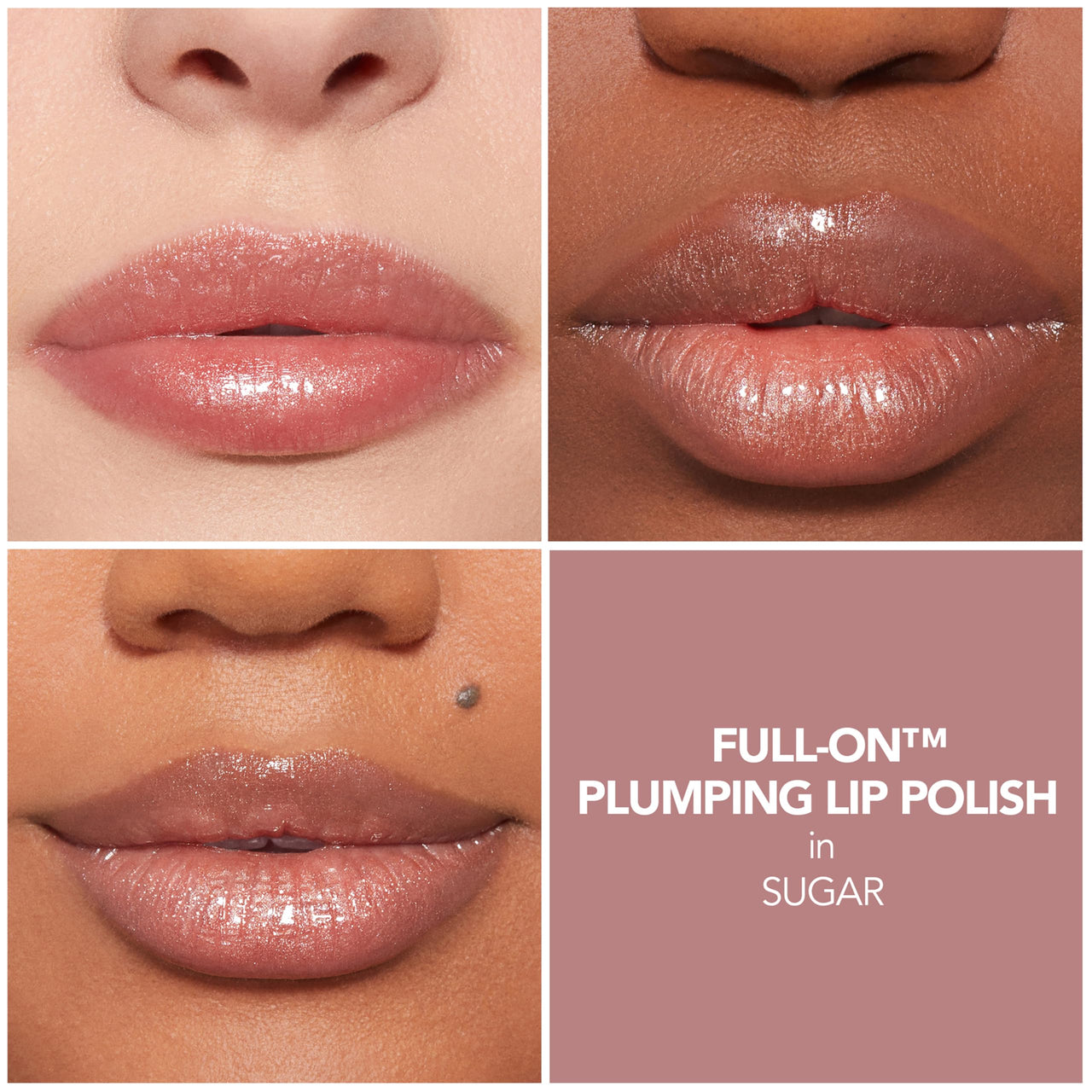 Buxom Full-On Plumping Lip Polish, Tinted Lip Plumper Gloss with Peptides & Vitamin E, High-Shine Lip Gloss that Nourishes, Vegan, AC Sugar (Pinky Nude Beige with Opal Shimmer)