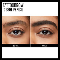 Thumbnail for Maybelline TattooStudio Waterproof Eyebrow Pencil, Sharpenable, Longwear, Long Lasting, Pigmented Eyebrow Pencil for Defined Brows, Black Brown, 1 Count