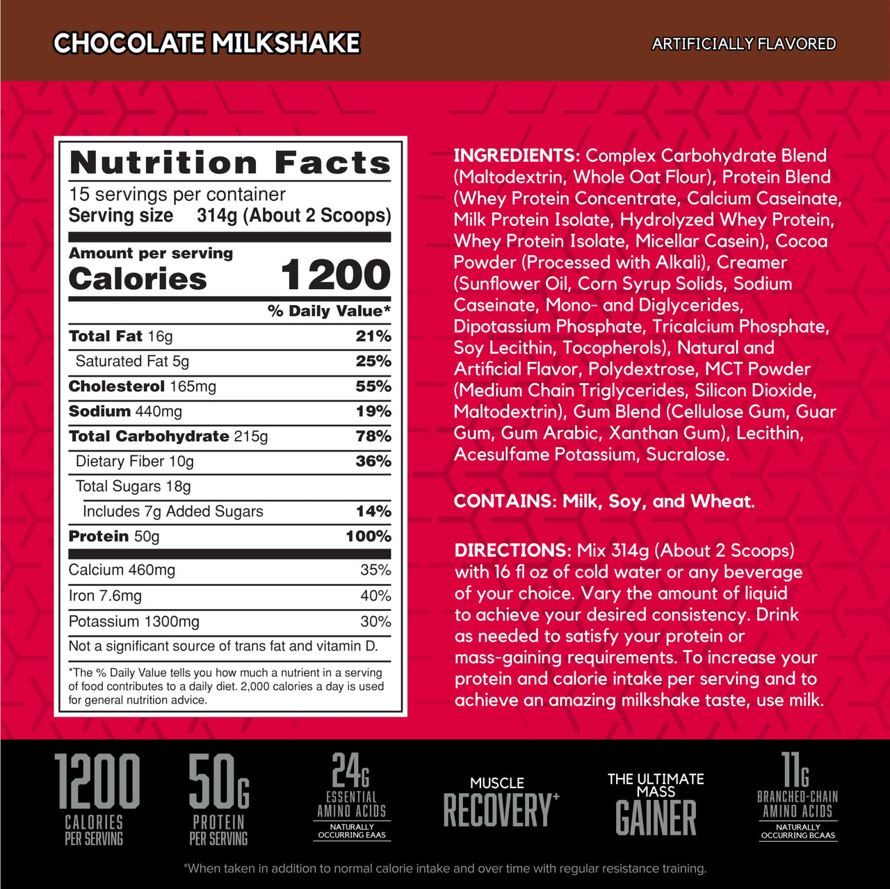 BSN TRUE-MASS Weight Gainer, Mass Gainer Protein Powder, Post Workout Muscle Recovery Powder, Muscle Gainer, 4:1 Carbs to Protein Ratio, Chocolate Milkshake, 10.38 Pound, 15 Servings