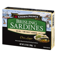 Thumbnail for Crown Prince One Layer Brisling Sardines in Oil, No Salt Added, 3.75-Ounce Cans (Pack of 12)