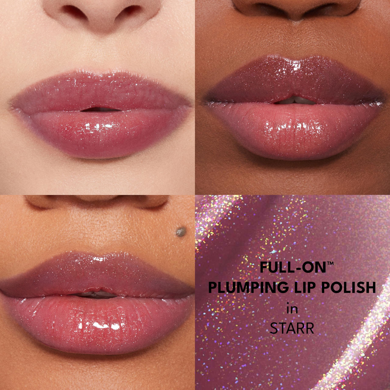 Buxom Full-On Plumping Lip Polish, Tinted Lip Plumper Gloss with Peptides & Vitamin E, High-Shine Lip Gloss that Nourishes, Vegan, BK Starr (Sheer Plum With Golden Sparkle)