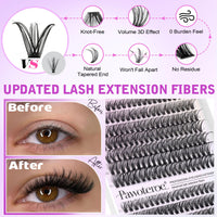 Thumbnail for Pawotence Lash Extension Kit DIY 280pcs Lash Clusters Eyelash Extension Kit, 9-16mm 30D 40D Individual Lashes Kit with Lash Bond and Seal, Lash Tweezers for Self Use (30D&40D, 0.07D, 9-16mm, Kit)