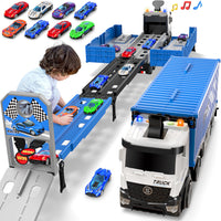 Thumbnail for Carrier Truck Race Track Toddlers Toys, Foldable 3 Layer Track Playset, Toy Truck Transport Car Carrier & 8 Race Cars, Truck Car Kids Toys Xmas Gifts for Age 3 4 5 6+ Years Old Boys Girls