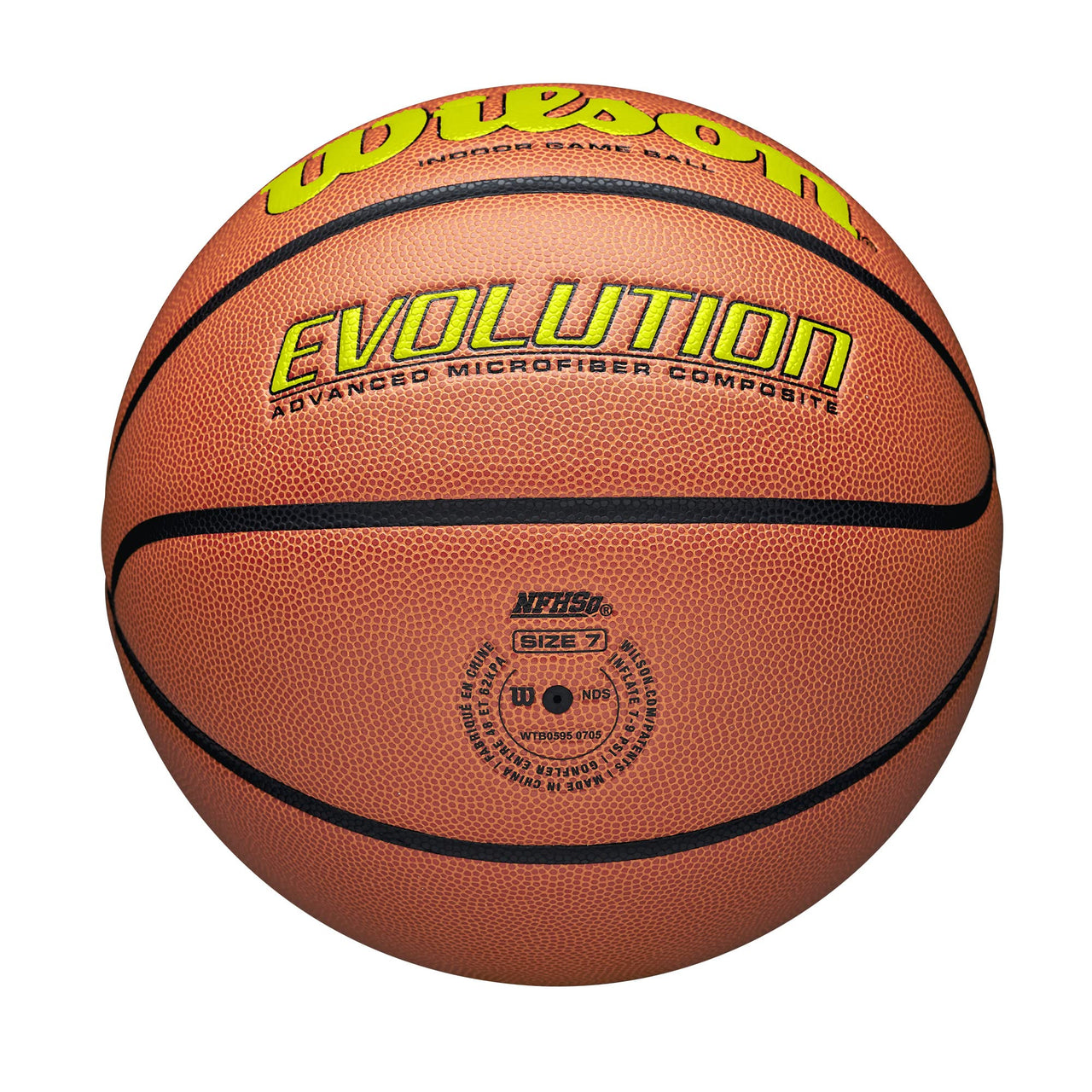 WILSON Evolution Game Basketball - Optic Yellow, Size 7 -29.5"