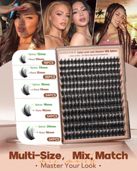 Thumbnail for Goddvenus Manga Lash Clusters With Spikes Wispy Cluster Eyelash Extensions Fluffy Anime Eyelashes Clusters Reusable Faux Mink Fairy Individual Lash Extension (D Curve 12-18mm 204 pieces)