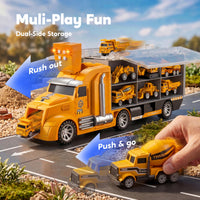 Thumbnail for JOYIN 25-in-1 Construction Truck Toy Set with 12 Vehicles & 12 Worker Figures, Push and Go Toy Trucks with Sound and Light, Construction Toys Birthday Gifts for Kids 3 4 5 6 7 Years Old