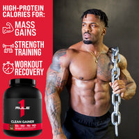 Thumbnail for Rule 1 Proteins Clean Gainer - High-Protein Lean Gain Formula with 560 Calories, 30g of Full-Spectrum Protein, Over 90g Carbs, Under 6g of Fat (15 Servings, Cookies & Crème)