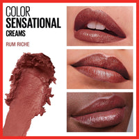 Thumbnail for Maybelline Color Sensational Lipstick, Lip Makeup, Cream Finish, Hydrating Lipstick, Rum Riche, Deep Nude ,1 Count