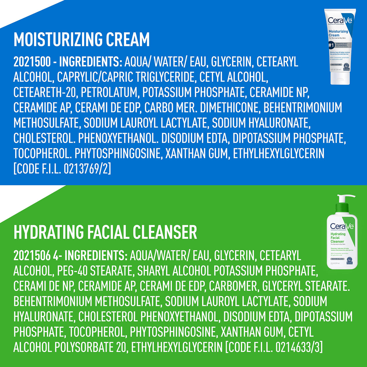 CeraVe Hydrating Skin Care Set, 8oz Moisturizing Cream & 8oz Hydrating Facial Cleanser, Ceramides + Hyaluronic Acid Moisturizer and Face Wash, Accepted by National Eczema Association