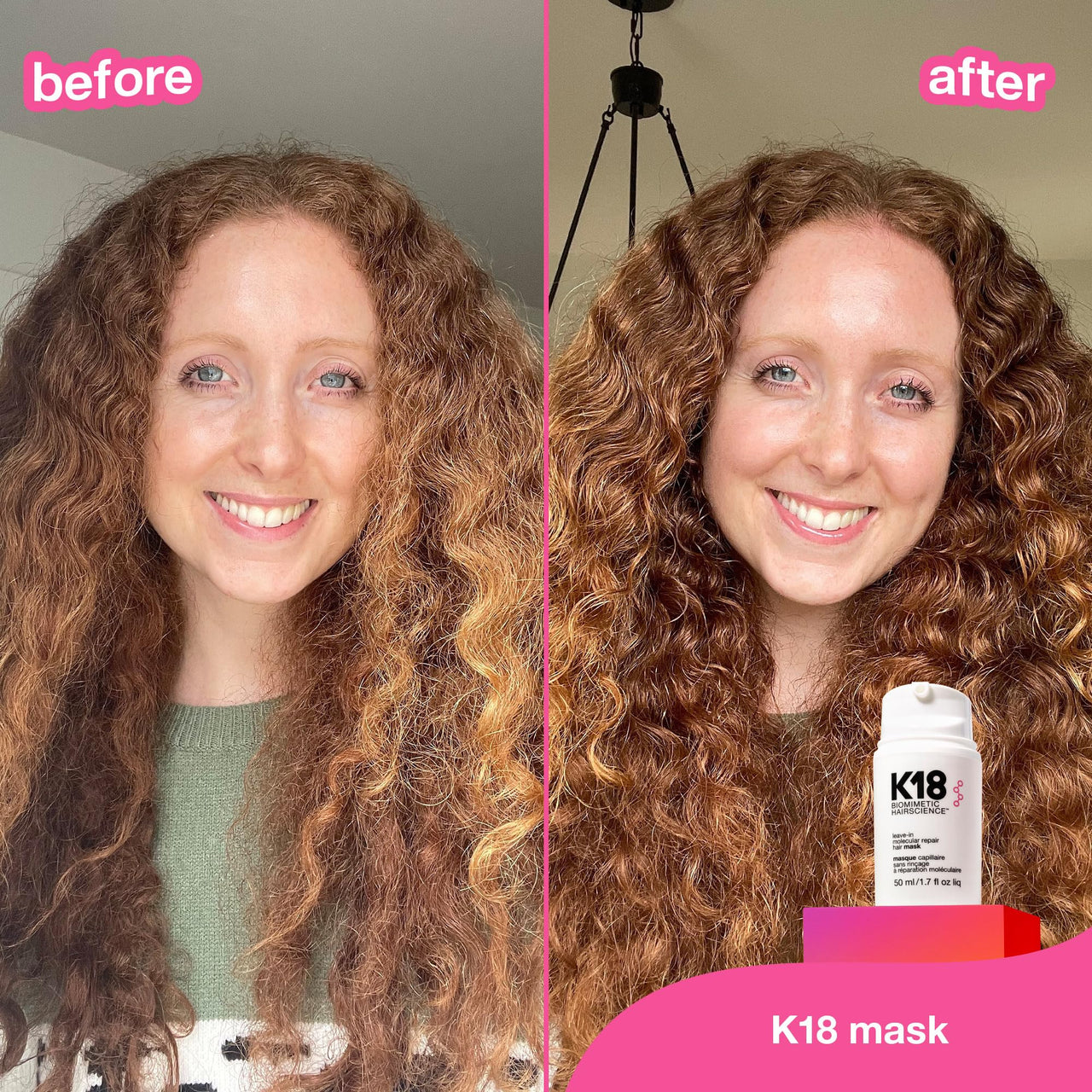 K18 Leave-In Molecular Repair Hair Mask, Patented, Lasting Repair For Dry, Frizzy, Damaged Hair, Reverse Damage In 4 Minutes From Bleach, Color, Chemical Services + Heat