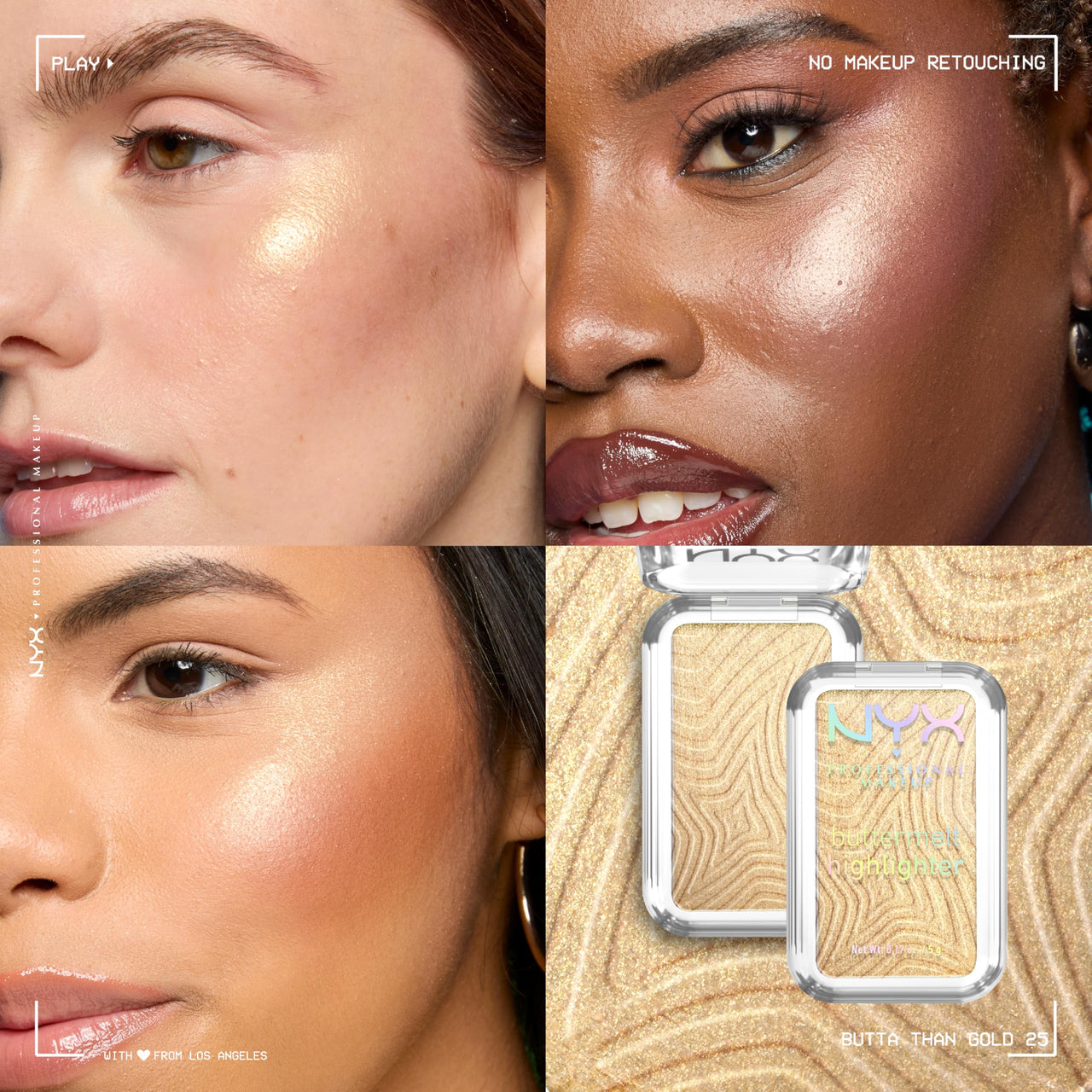 NYX PROFESSIONAL MAKEUP Buttermelt Highlighter, Powder Highlighter Makeup, With Up to 12H Wear and High Impact Glow - 25 Butta Than Gold (Light Gold)