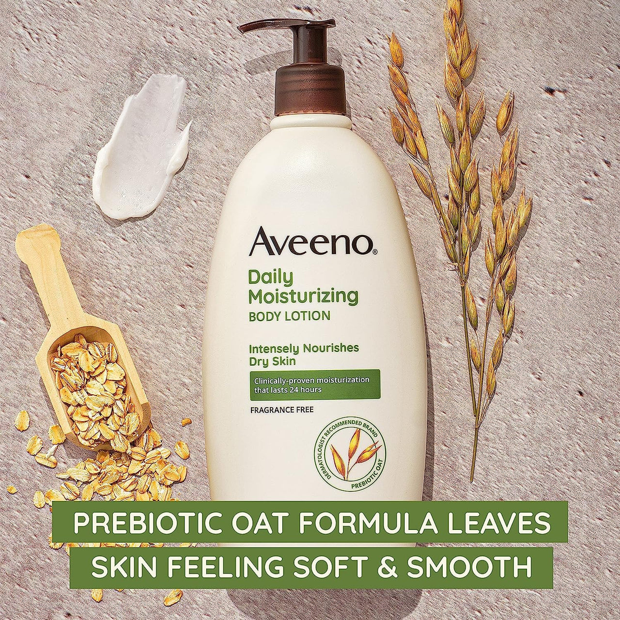 Aveeno Daily Moisturizing Body Lotion for Dry Skin with Prebiotic Oat, Fragrance & Paraben Free, Non-Greasy, Non-Comedogenic, for Sensitive Skin & 48-Hour Moisturizer 18 Fl Oz