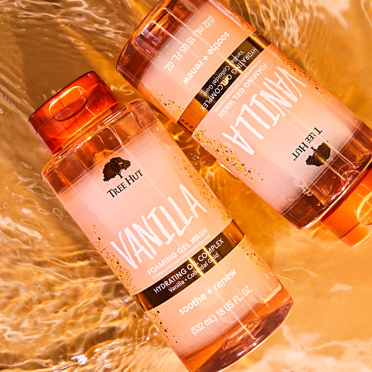 Tree Hut Vanilla Foaming Gel Wash, Hydrating & Moisturizing Body Wash with Shea Butter & Nourishing Essential Oils, Daily Cleanser for Soft Smooth Skin, 18 fl oz