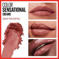 Thumbnail for Maybelline Color Sensational Lipstick, Lip Makeup, Cream Finish, Hydrating Lipstick, Crazy for Coffee, Nude Pink ,1 Count