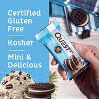 Thumbnail for Quest Nutrition Mini Cookies & Cream Protein Bars, 8g Protein, 1g Sugar, 2g Net Carbs, Gluten Free, 14 Count