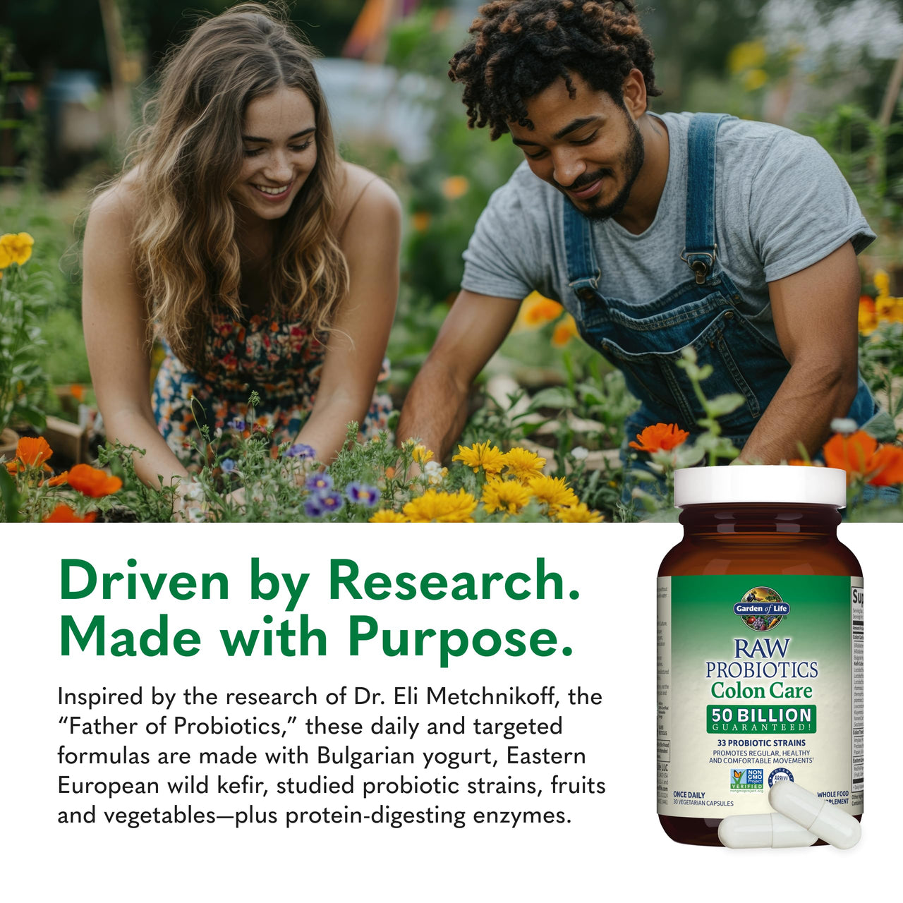Garden of Life Raw Probiotics Colon Care - 50 Billion Live Cultures - Dietary Supplement to Support Regular, Comfortable Movements - 30 Vegetarian Capsules