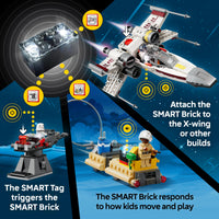 Thumbnail for LEGO Star Wars SMART Play: Luke’s Red Five X-Wing Interactive Building Toy - All-in-One Set - Reacts to How You Move and Play with a SMART Brick - Gift for Boys, Girls, Kids Ages 6+ - 75423