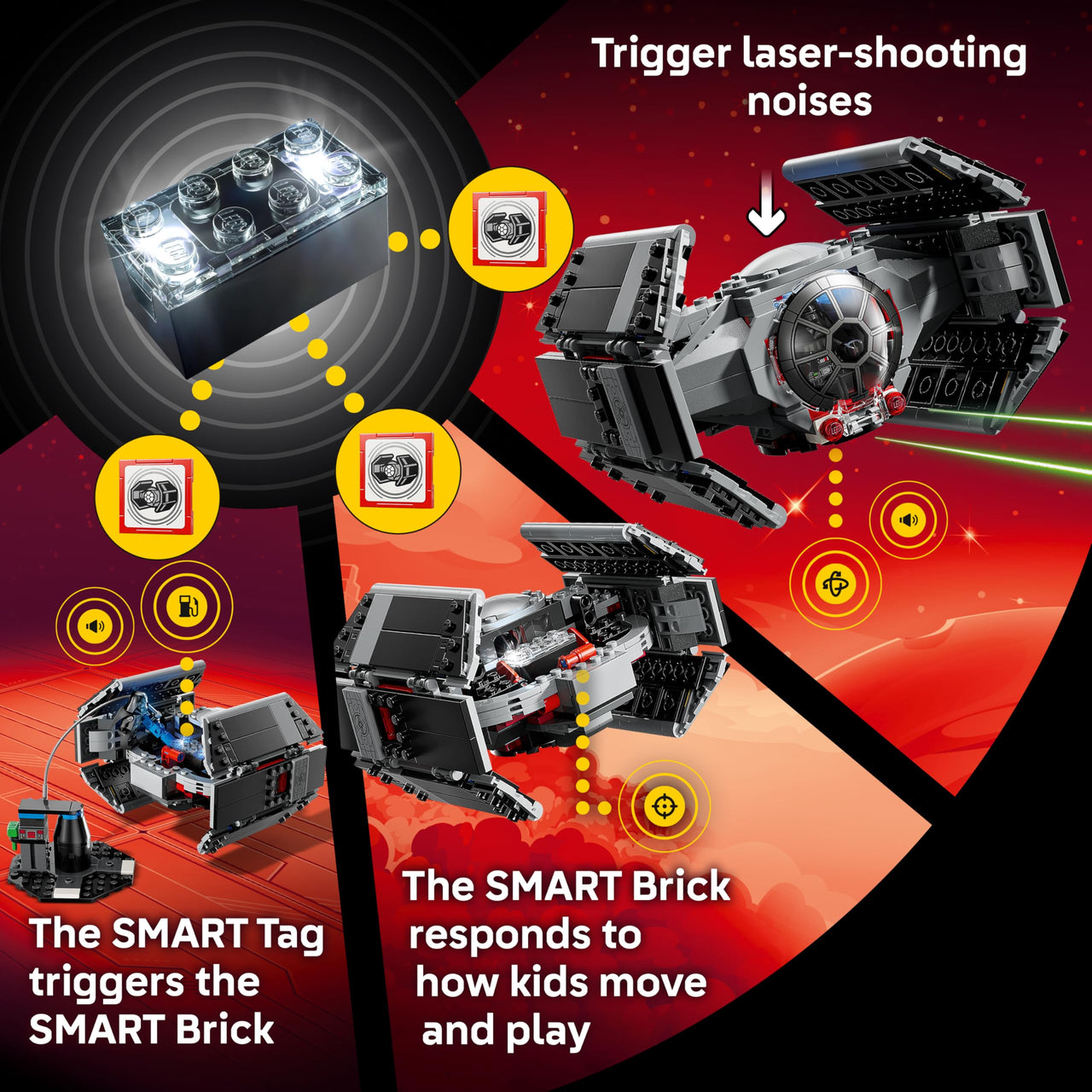 LEGO Star Wars SMART Play: Darth Vader’s TIE Fighter Interactive Building Toy - All-in-One Set - Reacts to How You Move and Play with a SMART Brick - Gift for Boys, Girls and Kids Ages 8+ - 75421