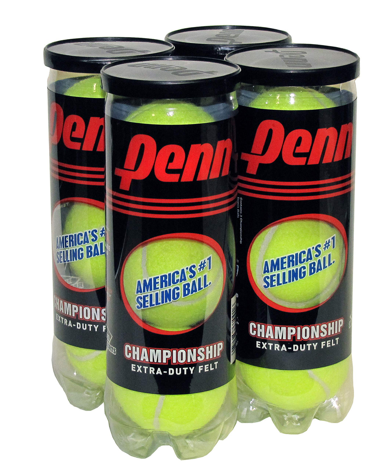 PENN Championship Tennis Balls - Pink, Extra Duty Felt Pressurized - 1 Can, 3 Balls & 4 Cans, 12 Balls