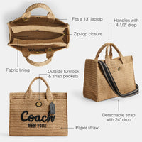 Thumbnail for Coach Straw Cargo Tote, B4/Natural