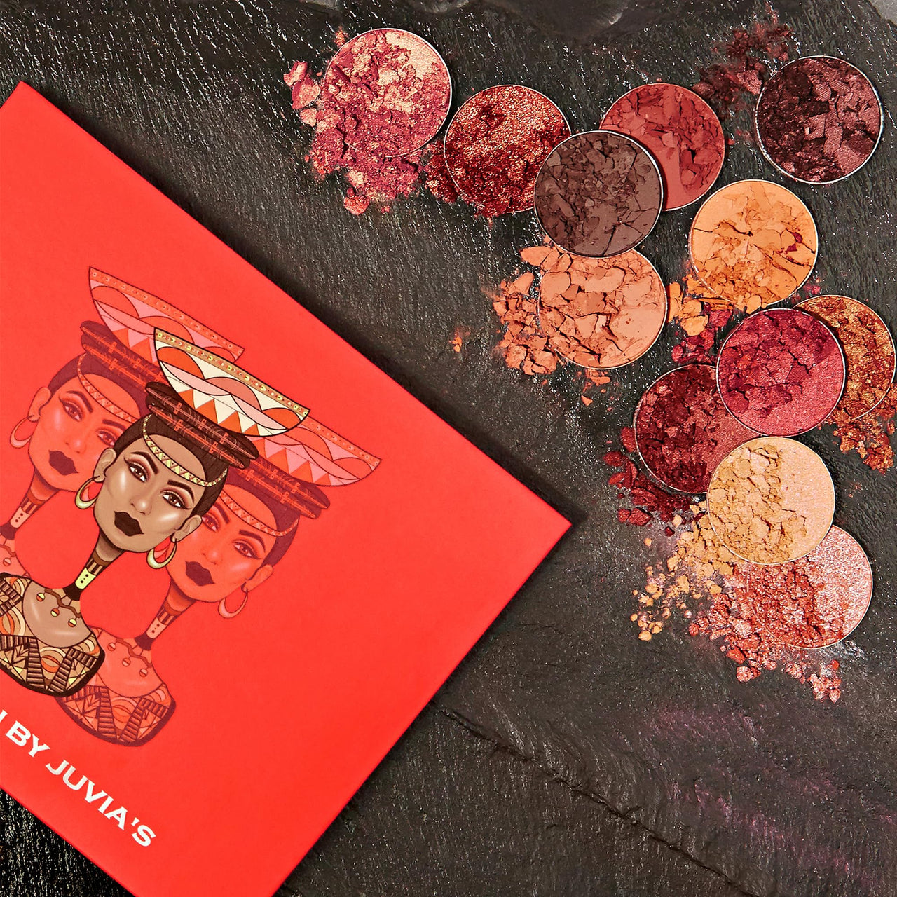 Juvia's Place Palette The Saharan - Reds, Black, White, Golds, Peach, Shades of 12, Bold Mattes and Flattering Shimmer, Professional Eye Makeup, Pigmented Palette for Eye Color & Shine