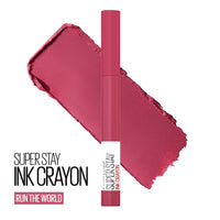 Thumbnail for Maybelline Super Stay Ink Crayon Lipstick Makeup, Precision Tip Matte Lip Crayon with Built-in Sharpener, Longwear Up To 8Hrs, Run The World, Magenta Pink, 1 Count