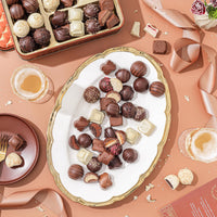 Thumbnail for Chocolate Gift Basket, Belgium Truffle Candy Food Arrangement Platter, Gourmet Snack Box, Fathers Day, Corporate Him and Her, Men Women Family Parties, Bonnie and Pop