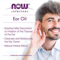 Thumbnail for NOW Foods Solutions, Ear Oil, Soothing Herbal Blend, Great on Mild Discomfort or Irritation, 1-Ounce