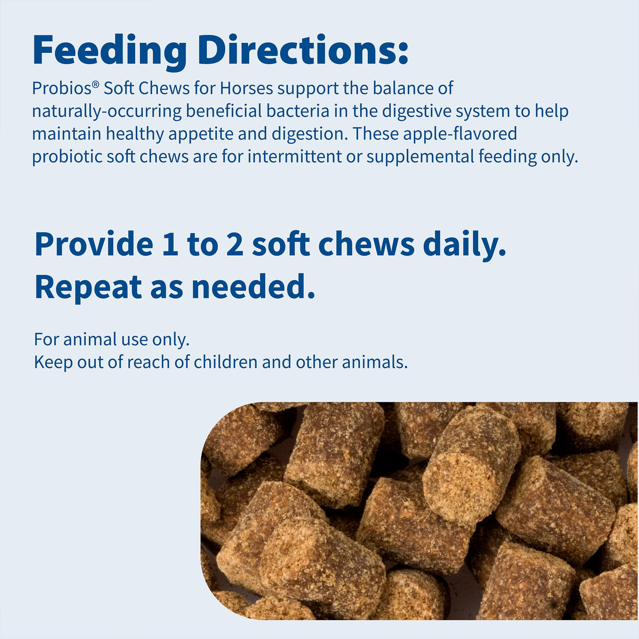 Probios for Horses Soft Chews, Daily Probiotic Supplement for Gut Health, Digestion & Immune Support, Horse Supplies, Apple Flavor, 1.32 lbs (600 Grams)