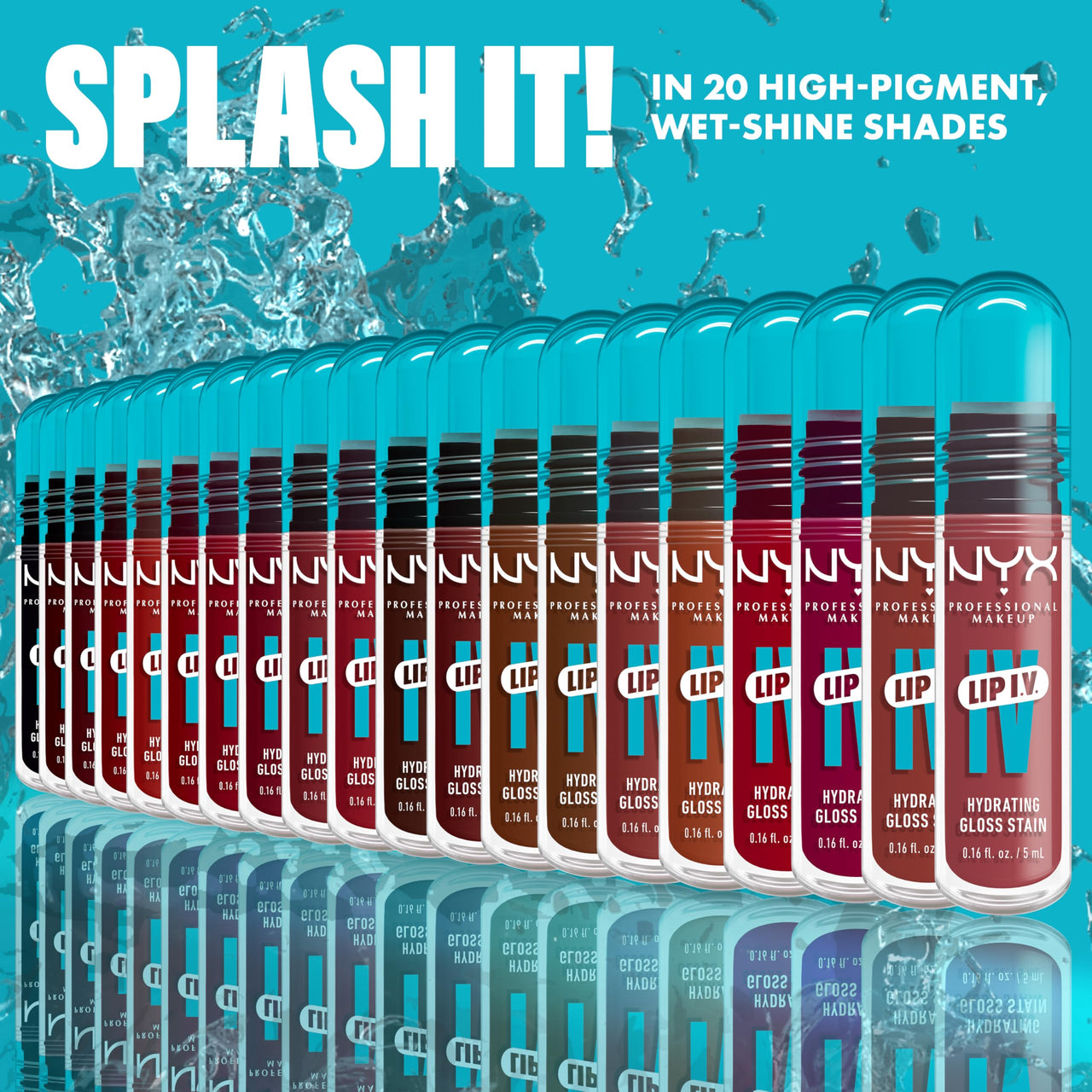 NYX PROFESSIONAL MAKEUP Lip IV Hydrating Glossy Lip Stain with 12HR Hydration - Drippin In Rose (Pink)