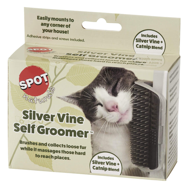 SPOT Naturals Silver Vine Cat Self Groomer, Includes Silver Vine and Catnip Blend and Easily Mounts to Any Corner of Your House, Quick Cleaning