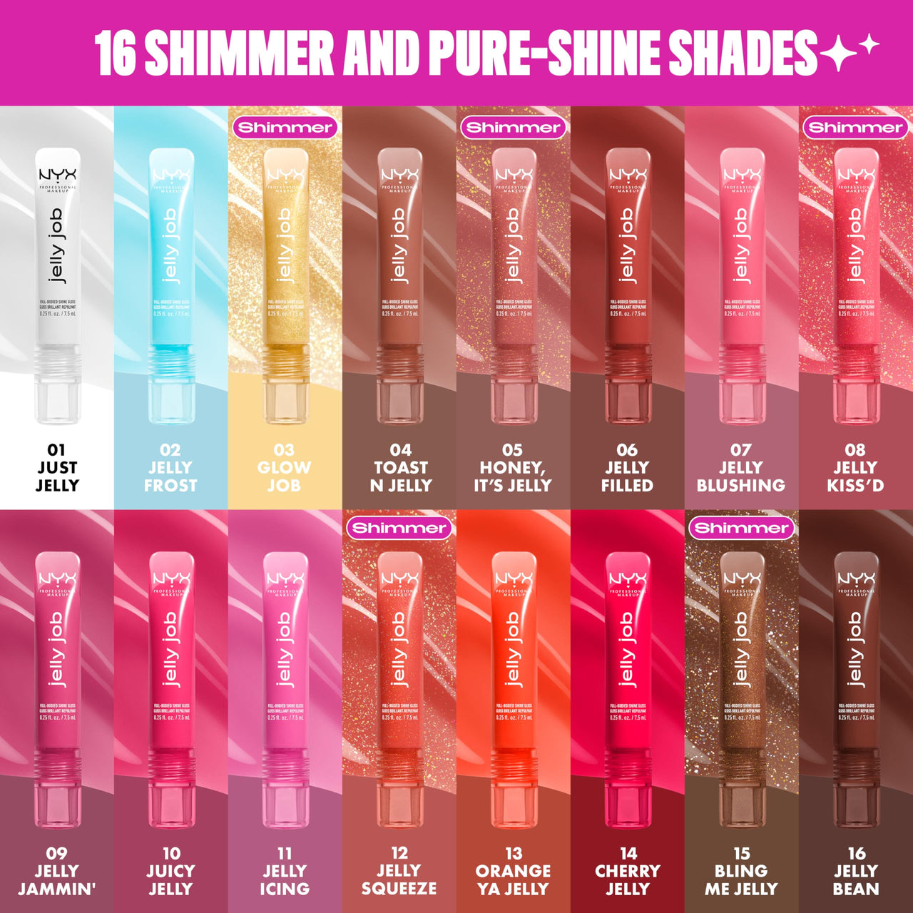 NYX PROFESSIONAL MAKEUP Jelly Job Lip Gloss, Lip Tint Gloss with Full-Bodied, Smoothing, and Hyper-Glossy Shine - Jelly Frost (Icy Blue)