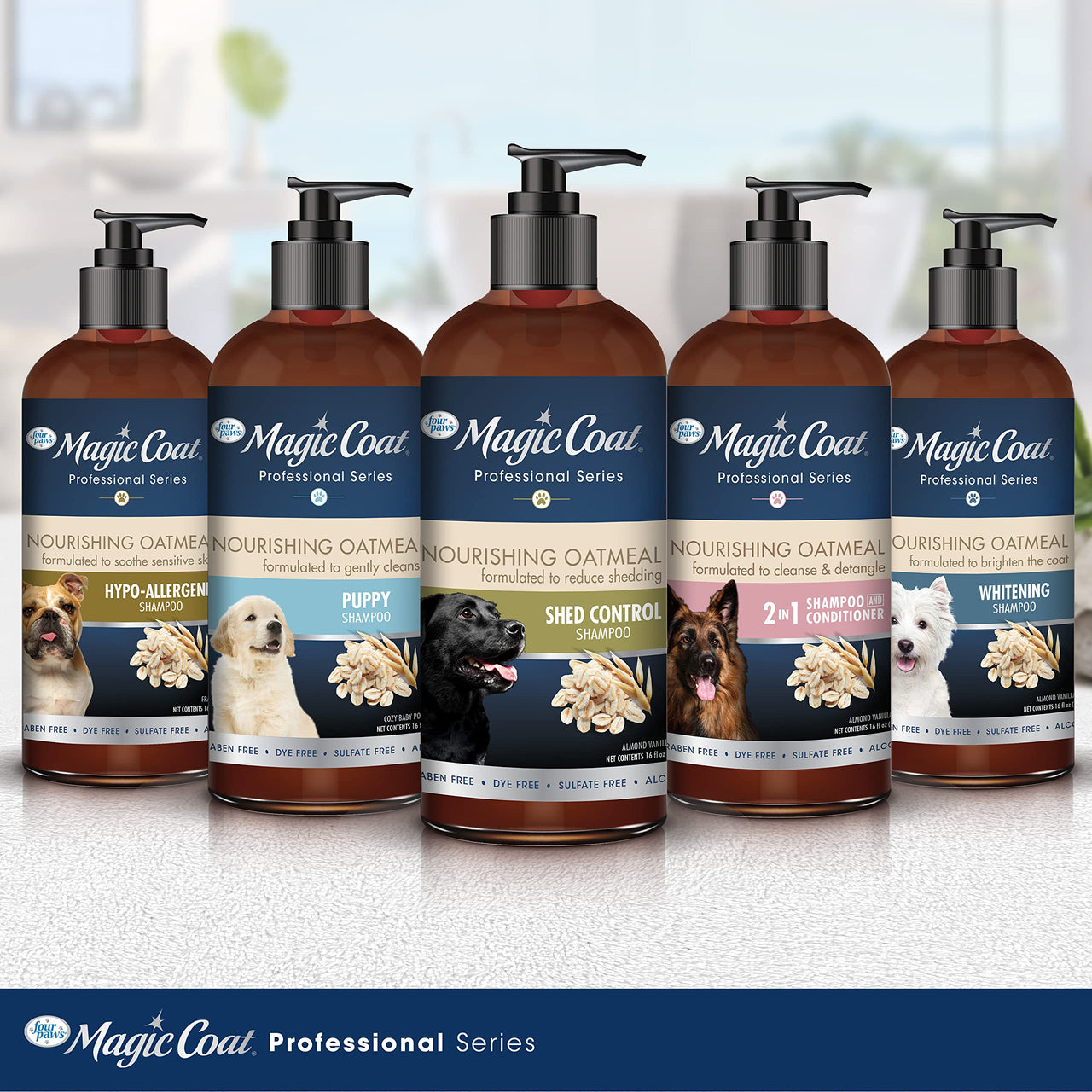 Four Paws Magic Coat Professional Series Nourishing Oatmeal Puppy Shampoo, Paraben & Sulfate Free Dog Wash, Gentle Shampoo for Puppies, Baby Powder Scent, 16 Ounce