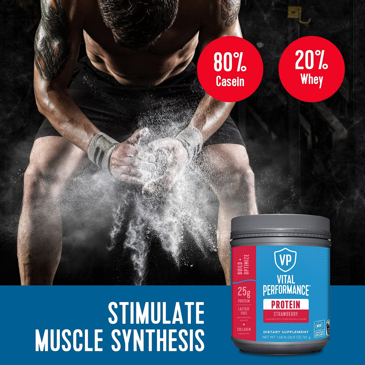 Vital Proteins Collagen Peptides Powder - Strawberry Protein Powder Blend, Lactose-Free, Made Without Gluten, 1.68lb