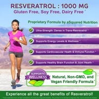 Thumbnail for 100% Natural Resveratrol - 1000mg Per Serving Max Strength (180 Capsules) Antioxidant Supplement, Trans-Resveratrol Pills for Heart Health & Pure, Polyphenols