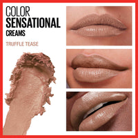 Thumbnail for Maybelline Color Sensational Lipstick, Lip Makeup, Cream Finish, Hydrating Lipstick, Nude, Pink, Red, Plum Lip Color, Truffle Tease, 0.15 oz; (Packaging May Vary)