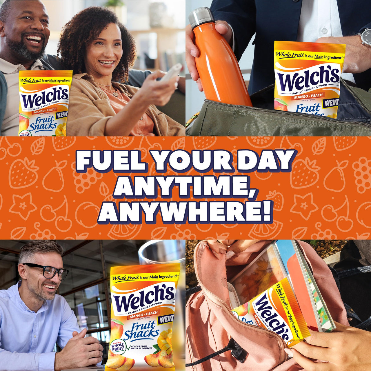 Welch's Fruit Snacks, Mango Peach Snack Box, Gluten Free, 5oz Snack Packs (Pack of 12)