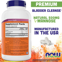 Thumbnail for Now D-Mannose 500 mg, 300 Capsules - Vegan, Non GMO Supplement for Women and Men - Supports Healthy Urinary Tract, Cleanses The Bladder