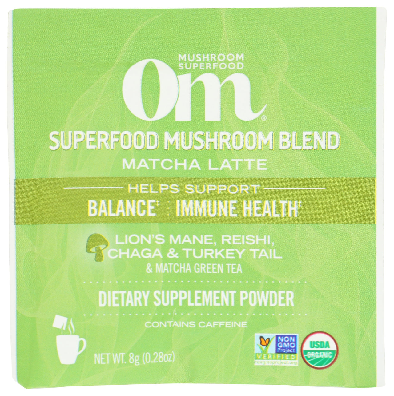 Om Mushroom Superfood Organic Mushroom Matcha Latte Blend, 0.28 OZ