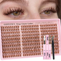 Thumbnail for Brown Lash Clusters Kit Natural 300Pcs Wispy Lashes Cluster Eyelash Cluster Extensions Kit C Curve Individual Lashes Extensions Kit For DIY Waterproof & Long - Lasting (Light Brown10-16mm)