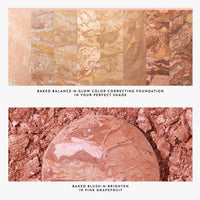Thumbnail for LAURA GELLER NEW YORK Blush-n-Glow Kit (3 PC): Baked Balance-N-Glow Illuminating Powder Foundation, Porcelain + Retractable Kabuki Brush + Baked Blush-N-Brighten, Pink Grapefruit