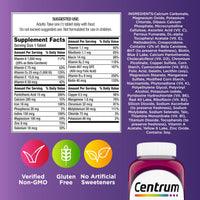 Thumbnail for Centrum Multivitamin for Women, Multimineral Supplement with Iron, Vitamin D3, B Vitamins and Antioxidant Vitamins C and E, Gluten Free, Non-GMO Ingredients - 250 Count